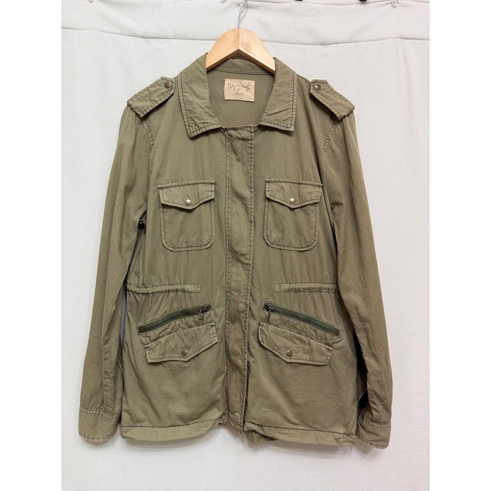 Velvet by Graham & Spencer Women's Utility Jacket Olive Green Cotton Military L